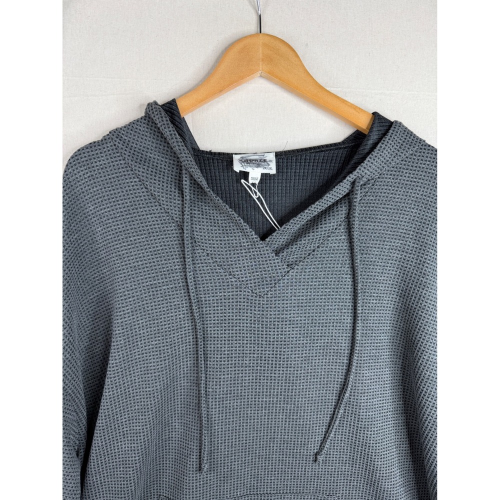 New Andree Oversized Waffle Knit Short Sleeve Hoodie Poncho Top size 2X/3X Grey - Picture 5 of 8